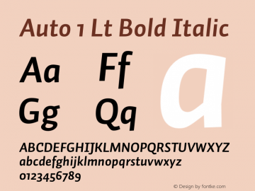 Auto 1 Lt Bold Italic Version 1.111;PS 001.001;hotconv 1.0.38 Font Sample