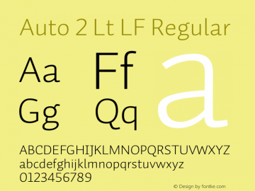 Auto 2 Lt LF Regular Version 1.111;PS 001.001;hotconv 1.0.38 Font Sample