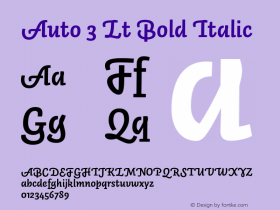 Auto 3 Lt Bold Italic Version 1.111;PS 001.001;hotconv 1.0.38 Font Sample