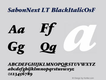SabonNext LT BlackItalicOsF Version 001.000 Font Sample