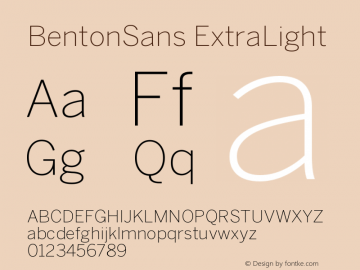 BentonSans ExtraLight Version 001.000 Font Sample