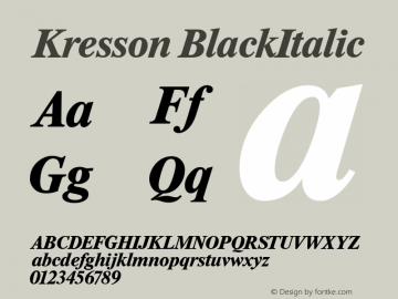 Kresson BlackItalic Macromedia Fontographer 4.1.5 1/21/05图片样张