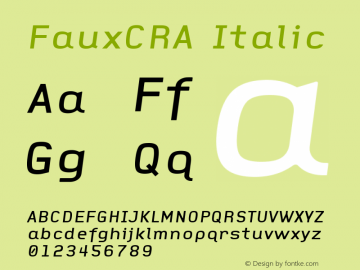 FauxCRA Italic Version 001.000图片样张