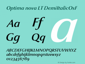 Optima nova LT DemiItalicOsF Version 001.000 Font Sample