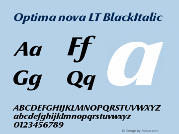 Optima nova LT BlackItalic Version 001.000 Font Sample