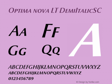 Optima nova LT DemiItalicSC Version 001.000 Font Sample