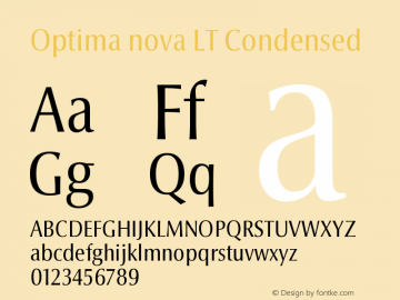 Optima nova LT Condensed Version 001.000 Font Sample