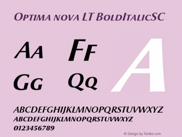 Optima nova LT BoldItalicSC Version 001.000 Font Sample