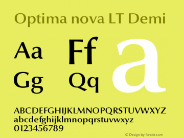 Optima nova LT Demi Version 001.000 Font Sample