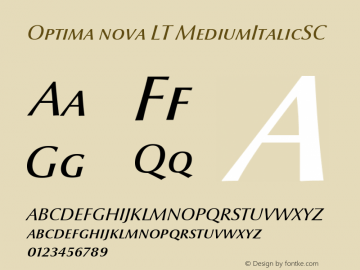 Optima nova LT MediumItalicSC Version 001.000 Font Sample