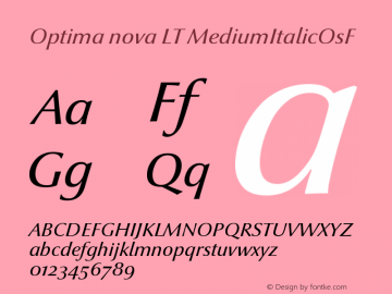 Optima nova LT MediumItalicOsF Version 001.000 Font Sample