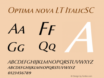 Optima nova LT ItalicSC Version 001.000 Font Sample