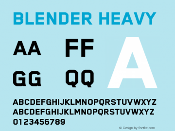 Blender Heavy Version 001.005 Font Sample