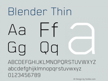 Blender Thin Version 001.005 Font Sample
