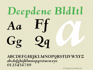 Deepdene BldItl Version 4.0 Font Sample
