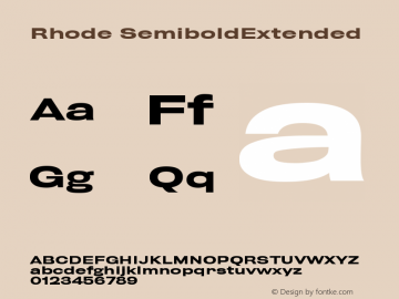 Rhode SemiboldExtended Version 001.000 Font Sample