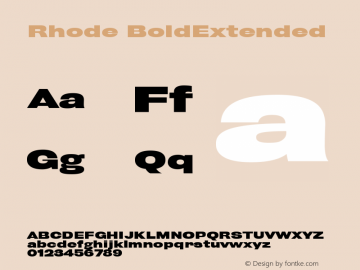 Rhode BoldExtended Version 001.000 Font Sample