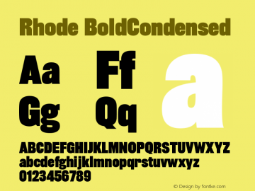 Rhode BoldCondensed Version 001.000 Font Sample