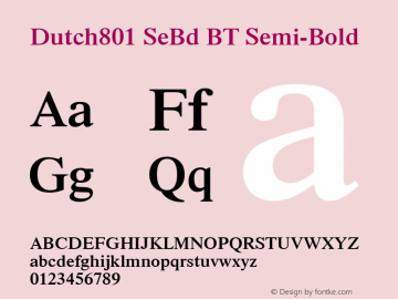Dutch801 SeBd BT Semi-Bold Version 1.01 emb4-OT Font Sample