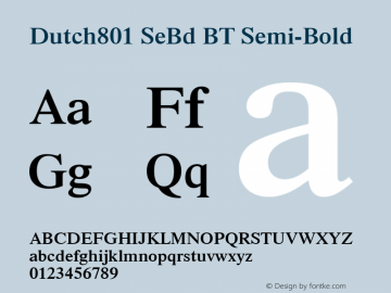 Dutch801 SeBd BT Semi-Bold mfgpctt-v1.52 Wednesday, January 27, 1993 4:19:14 pm (EST)图片样张