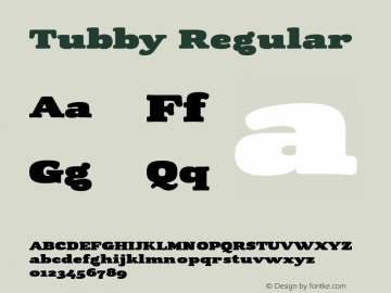 Tubby Regular Version 1.000;PS 001.000;Core 1.0.38 Font Sample