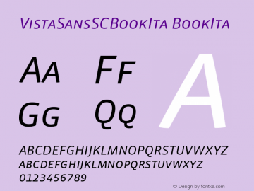 VistaSansSCBookIta BookIta Version 001.000 Font Sample