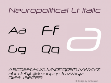 Neuropolitical Lt Italic Version 5.000 Font Sample