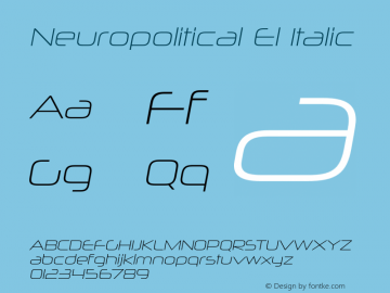 Neuropolitical El Italic Version 5.000 Font Sample