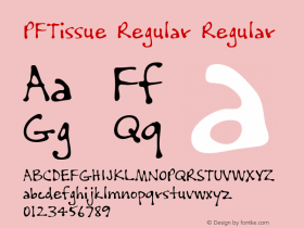 PFTissue Regular Regular Macromedia Fontographer 4.1 29/3/2000 Font Sample