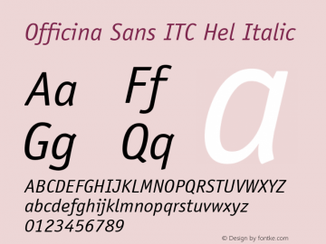 Officina Sans ITC Hel Italic Version 2.001 2004图片样张