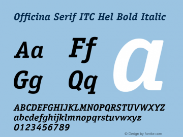 Officina Serif ITC Hel Bold Italic Version 2.001 2004 Font Sample