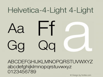 Helvetica-4-Light 4-Light Version 001.000 Font Sample