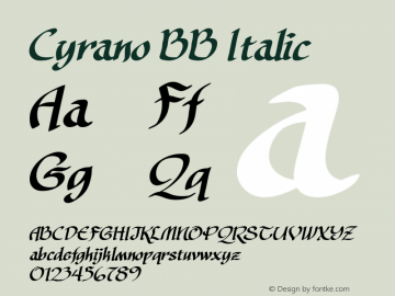 Cyrano BB Italic Macromedia Fontographer 4.1 5/26/05图片样张