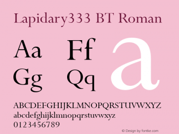 Lapidary333 BT Roman mfgpctt-v1.59 Thursday, March 18, 1993 10:56:08 am (EST) Font Sample