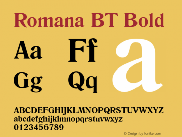 Romana BT Bold mfgpctt-v4.4 Dec 22 1998 Font Sample