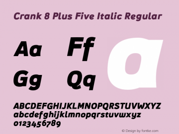 Crank 8 Plus Five Italic Regular Version 1.000 2005 initial release Font Sample