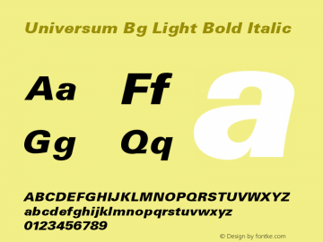 Universum Bg Light Bold Italic Version 5.000;PS 001.001;hotconv 1.0.38 Font Sample