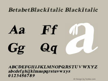 BetabetBlackItalic BlackItalic Version 001.000 Font Sample