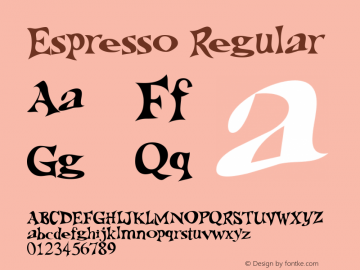 Espresso Regular Macromedia Fontographer 4.1.4 4/24/97 Font Sample