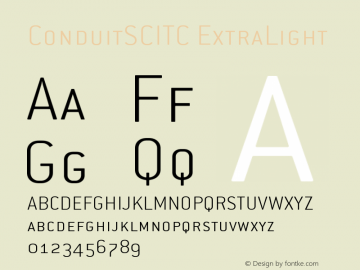 ConduitSCITC ExtraLight Version 001.000 Font Sample