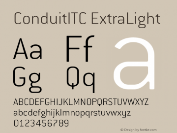 ConduitITC ExtraLight Version 001.000 Font Sample