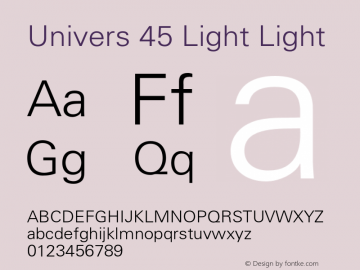 Univers 45 Light Light 1.000图片样张