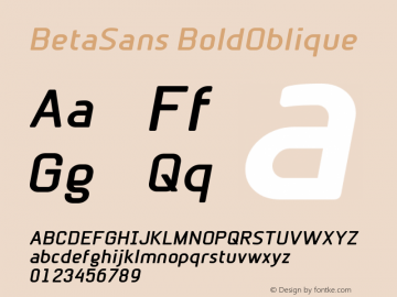 BetaSans BoldOblique Version 001.000 Font Sample