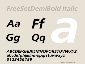 FreeSetDemiBold Italic Version 1.000;PS 001.001;hotconv 1.0.38图片样张