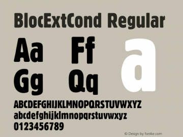 BlocExtCond Regular Version 1.000 2005 initial release Font Sample