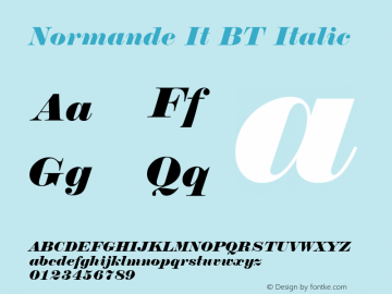Normande It BT Italic mfgpctt-v1.57 Friday, February 19, 1993 2:32:17 pm (EST) Font Sample