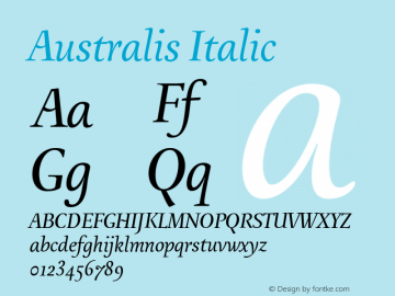 Australis Italic Version 1.301;PS 001.003;Core 1.0.38 Font Sample