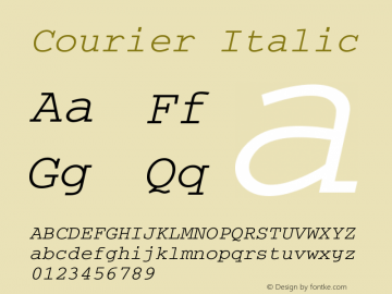 Courier Italic Version 001.003 Font Sample