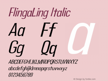 FlingaLing Italic Version 001.000 Font Sample