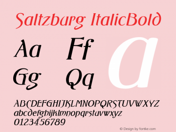 Saltzburg ItalicBold Version 001.000 Font Sample